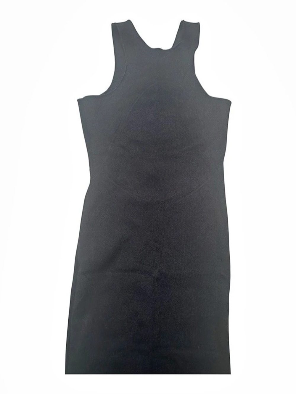 Zara Women Black Solid Scoop-Neck Sleeveless Open-Back Midi Bodycon Dress